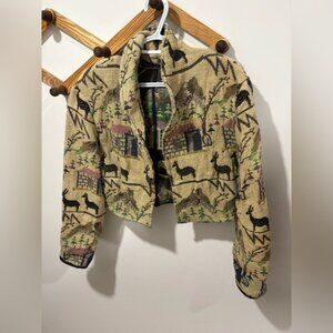 VINTAGE TAPESTRY “NEW IDENTITY” CROPPED JACKET